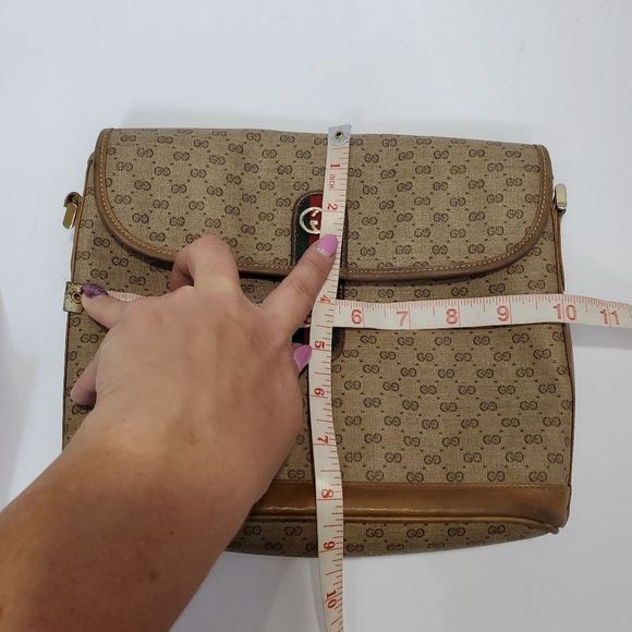 GUCCI authentic Vintage Micro Gucci green web  crossbody shoulder bag - Picture 14 of 16